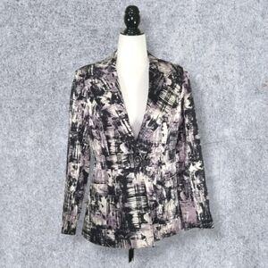 Amanda Women's Jacket All Over Pattern Single Button Size S/M Padded Shoulders
